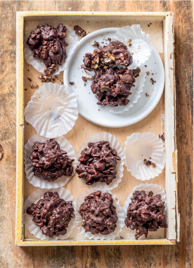 seed and ginger chocolate clusters