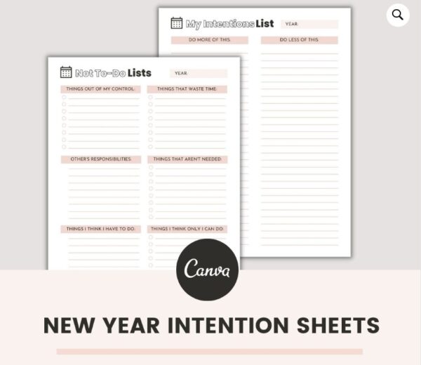 new year intentions journal