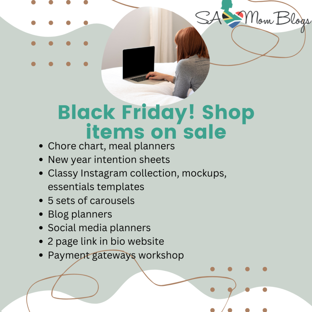 South African mom blogs shop - instagram templates, planners and more
