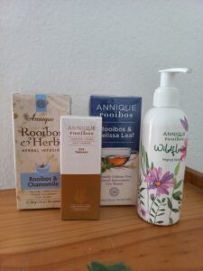 annique rooibos tea, rooibos and chamomile, rooibos and melissa leaf, Annique rooibos eye therapy cream, annique rooibos hand wash