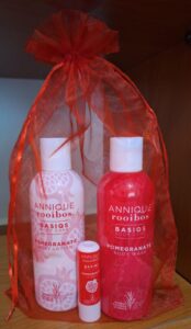 Annique rooibos gift set pomegranate body wash, lip balm, body lotion