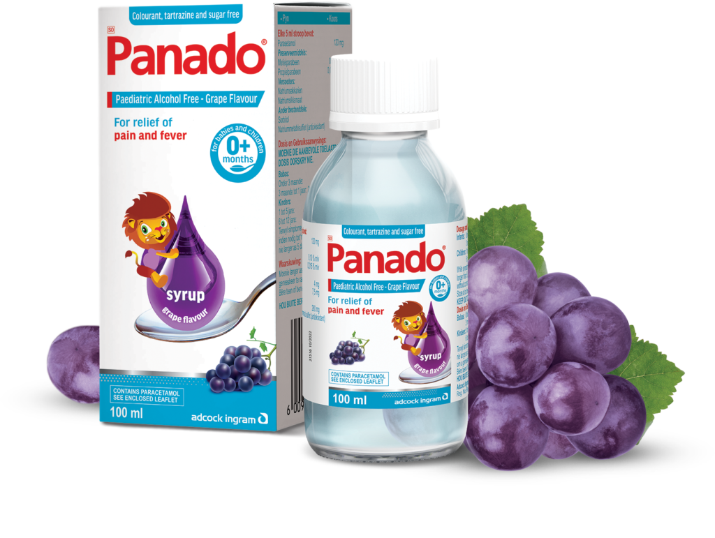 Panado grape flavour syrup to help fever