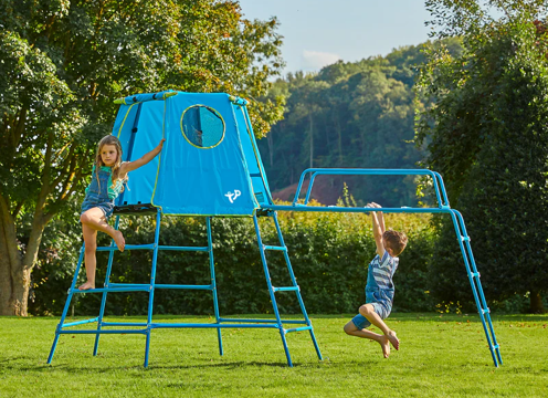 jungle gym with kids climbing on it