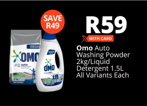 Omo auto washing powder and liquid R59 at Checkers