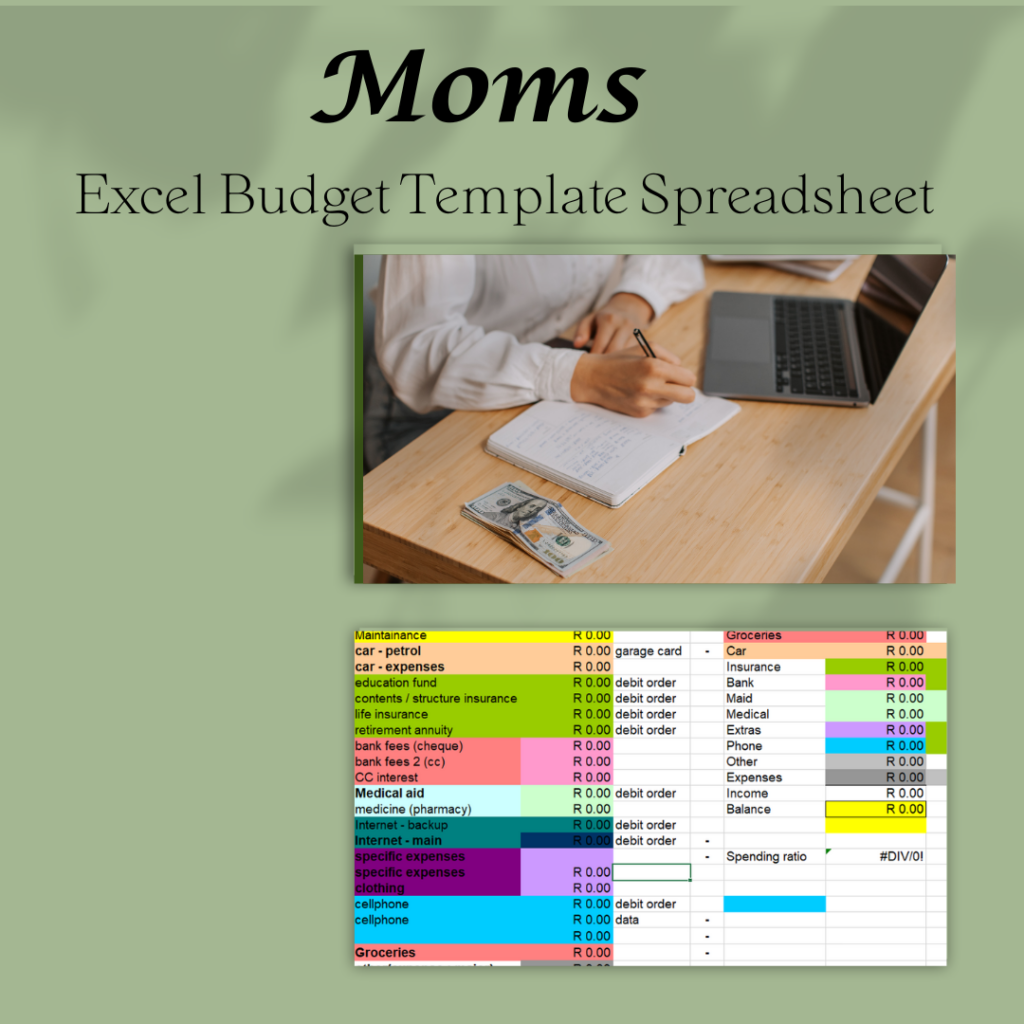 Mom's Excel Budget Template Spreadsheet