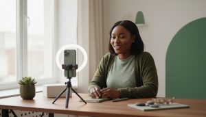 An African woman UGC content creator