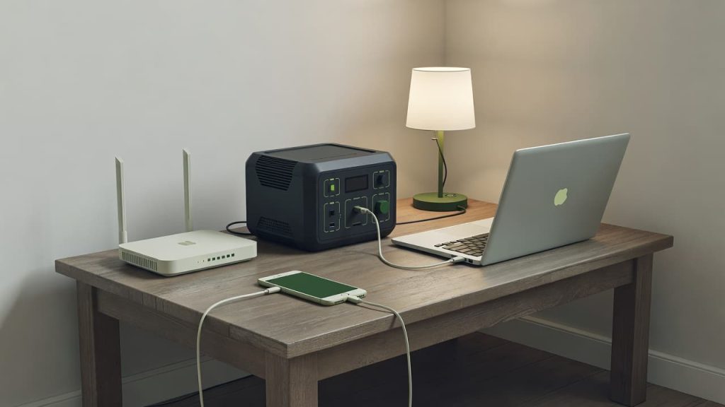 A light load backup runs your Wifi, computer, lamp and phone.