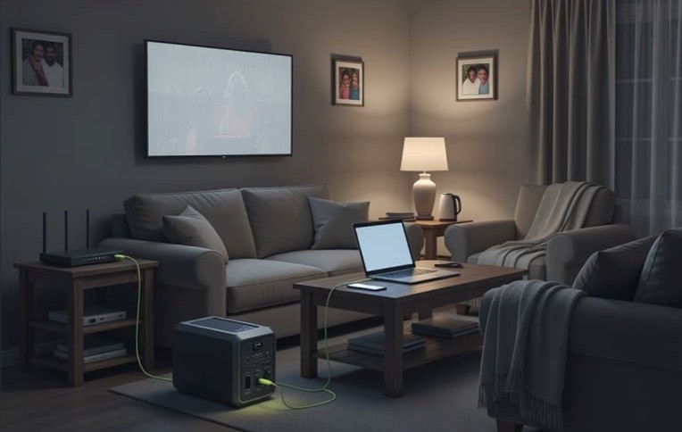 A mid range power backup runs your TVs as well as your basic electronics