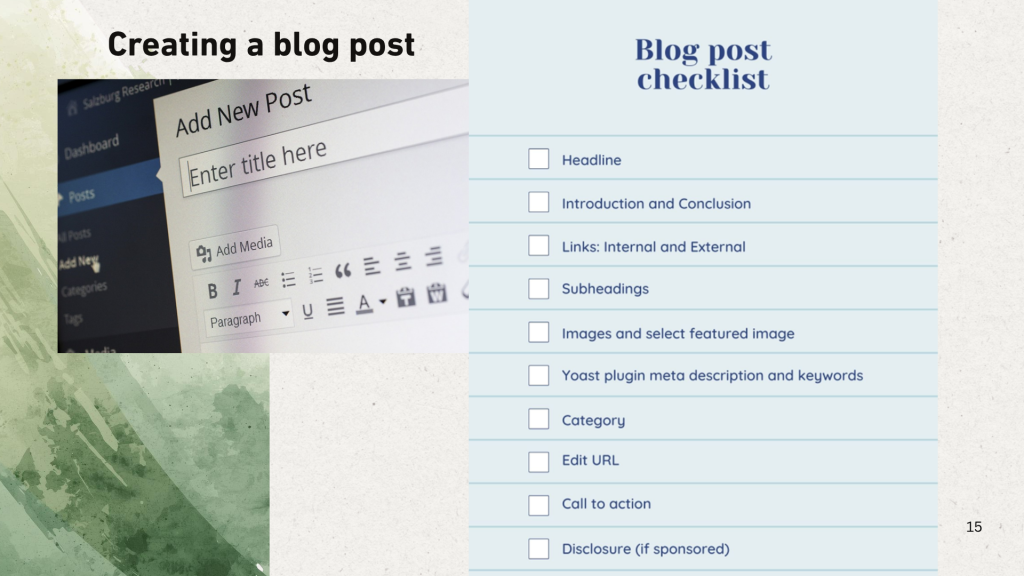 Blog post checklist